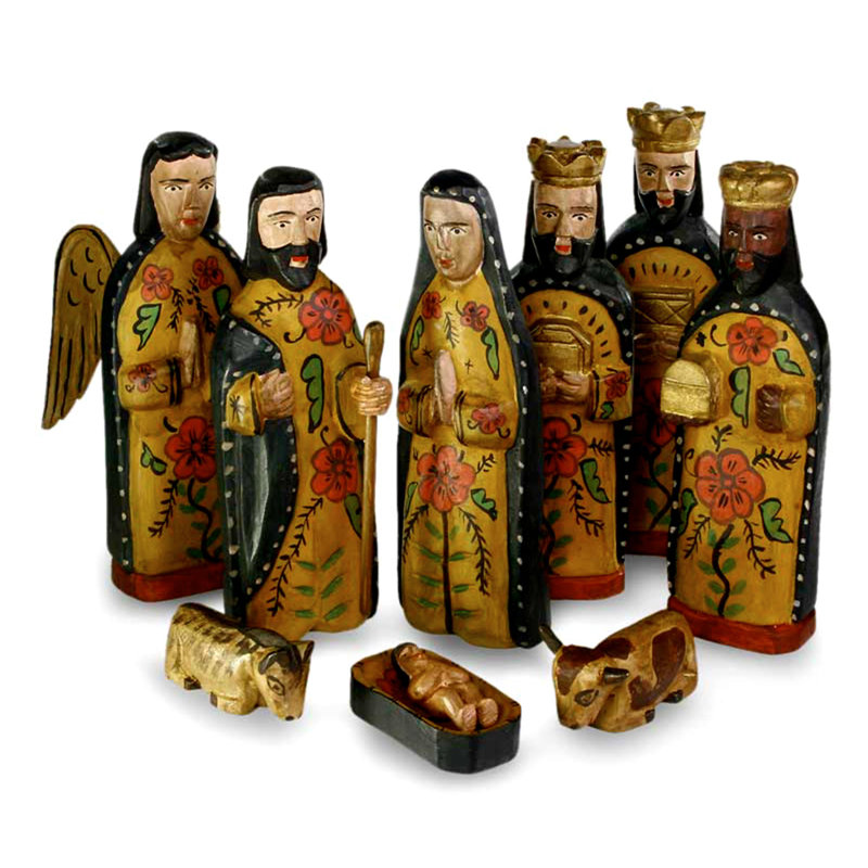 Novica 10 Piece Fair Trade Wood Nativity Set Wayfair